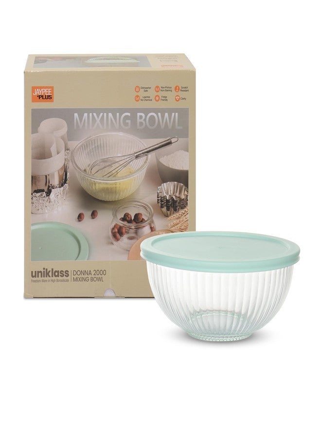 جايبي بلس وعاء خلط زجاجي من جاي بي بلس | طقم وعاء تخزين وتقديم مكون من قطعة واحدة مع غطاء، مقاوم للبقع والخدوش، آمن للاستخدام في الميكروويف، سعة 2000 مل، شفاف - Image 5